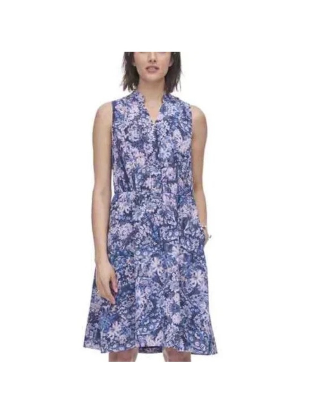 ❤️ Rebecca Taylor Kiku Silk Dress Floral Sleeveless Lavender Blue Size 4